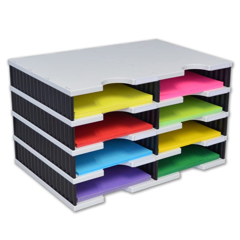 Ultimate Office TierDrop Desktop Organizer/Forms Mailroom Classroom Sorter, 8-Compartments with Optional Add-On Tiers for Easy Expansion, Gray w/Blackâ€¦ - Image 1